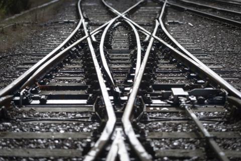 Close up of train tracks
