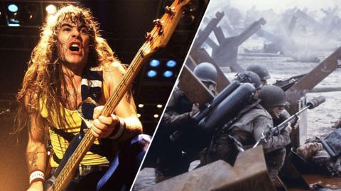 Iron Maiden guitarist and a scene from Saving Private Ryan