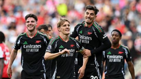 Martin Odegaard celebrates scoring Arsenal's winner