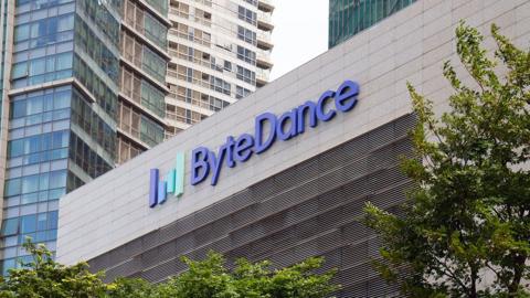 ByteDance logo seen on the outside of their Singapore offices