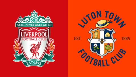 Liverpool v Luton Town club badge graphic