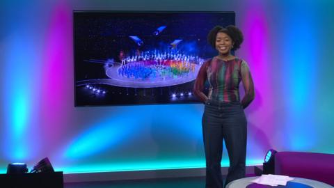 Emma-Louise presenting Newsround