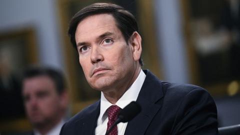 US Secretary of State Marco Rubio sits before a House subcommittee in Washington DC on 21 May 2025.
