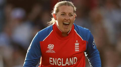 Sophie Ecclestone celebrates a wicket
