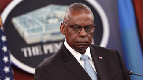 US Secretary of Defense Lloyd Austin holds a joint press conference following a meeting of the Ukraine Defense Contact Group at the Pentagon on May 20, 2024 in Arlington, Virginia. 