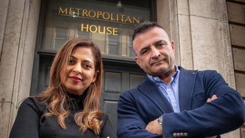 Surbhi Vedhara with CEO of Sayturk Group, Zafer Saygilier, outside Metropolitan House