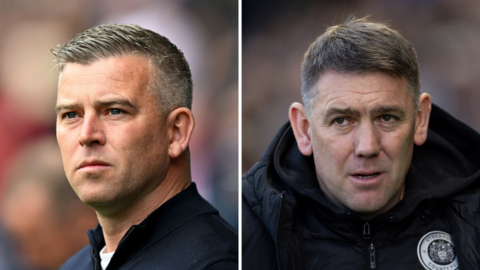 Bolton Wanderers boss Steven Schumacher and Stockport County boss Dave Challinor