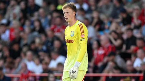 Filip Marschall playing for Aston Villa