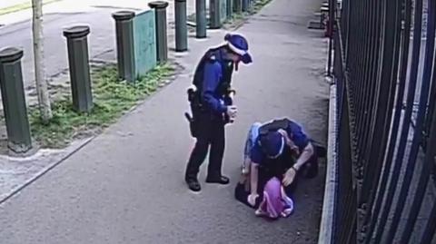 Handout image from CCTV issued by Metropolitan Police of showing Abdullah Sabah Albadri being detained outside Israeli embassy on 28 April 2025