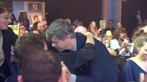 David Szalay celebrates after winning Booker Prize 2025