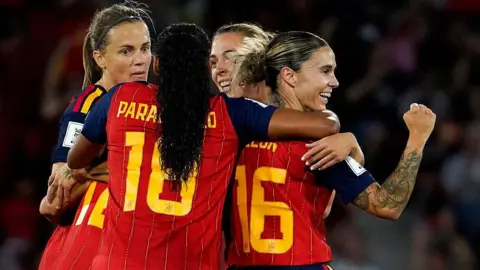 Spain players celebrate