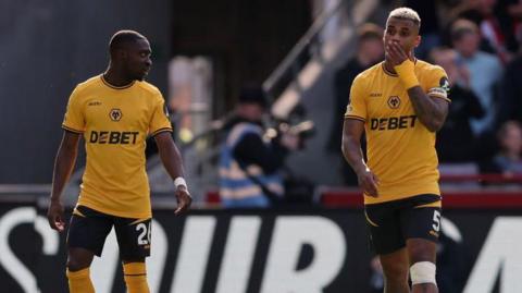 Mario Lemina reacts to giving away a penalty for Wolves against Brentford