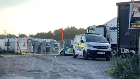 Police vehicles in Elvaston Lane