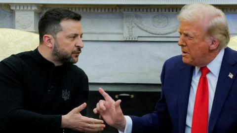 U.S. President Donald Trump meets with Ukrainian President Volodymyr Zelenskiy at the White House in Washington, D.C.,