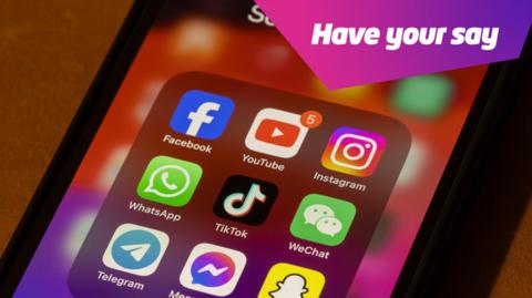 a phone showing app icons