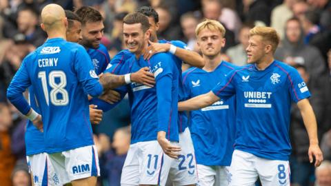 Rangers players celebrating