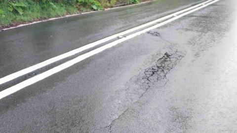 Damaged tarmac