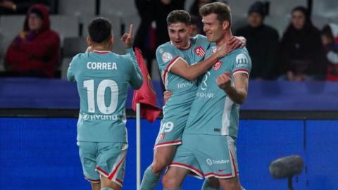 Alexander Sorloth celebrates with team-mates.