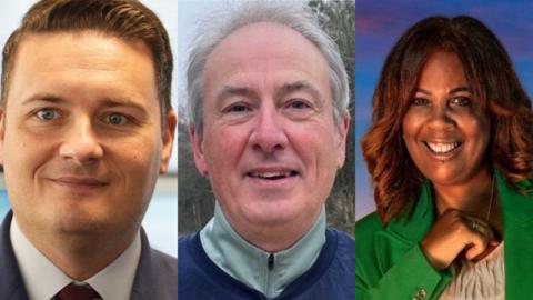 A composite of three images: Wes Streeting, Mark Burtonshaw and Judy from The Traitors