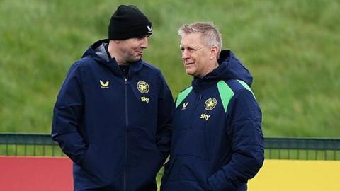 John O'Shea with Heimir Hallgrimsson