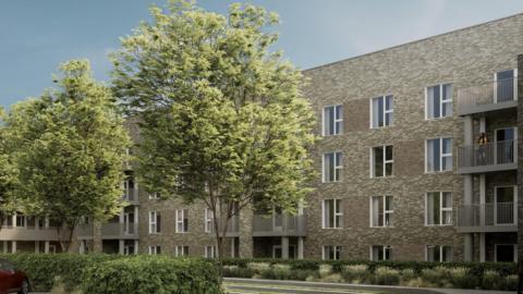 CGI of the proposed redevelopment of the former White Oak Leisure Centre site off Hilda May Avenue in Swanley into 45 apartments and 15 townhouses.