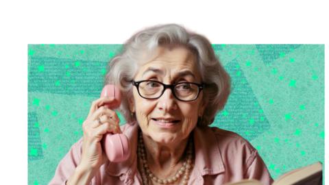 AI Generated image of an elderly lady on the phone