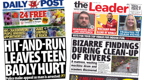Front pages of Daily Post and Wrexham Leader