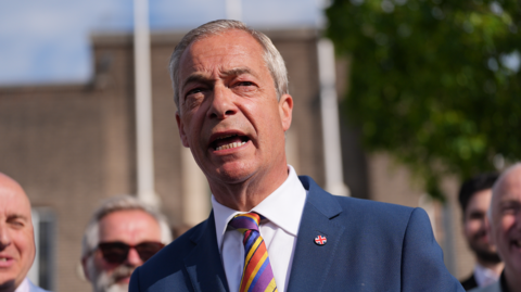 Reform UK leader Nigel Farage during a visit to Havering Town Hall in Romford, following the 2026 local election results. Picture date: Friday May 8, 2026.