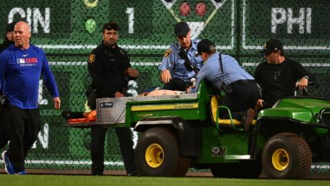 Injured spectator taken from field on cart