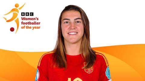 A picture of Patri Guijarro in a Spain shirt and a graphic with the BBC Women's Footballer of the Year logo