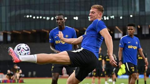 Liam Delap and Nicolas Jackson with Estevao Willian in pre-season training in Hong Kong