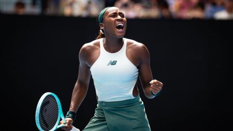 Coco Gauff celebrates