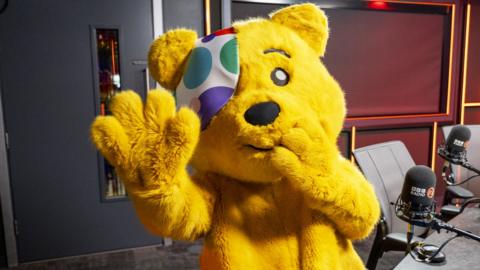 Pudsey in the Radio 2 studio.