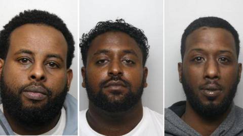 Custody images of Liban Mohammad, Fuad Hassan and Mohamed Warsame 