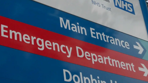An emergency department sign at a hospital