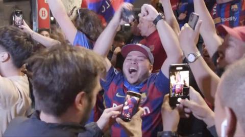 Barcelona fans celebrate in the streets