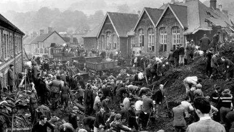The aftermath of the Aberfan disaster