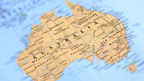 A map of Australia with numerous place names visible in text