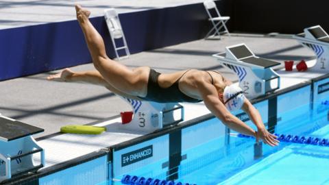 Las Vegas, Nevada, USA; Natalia Fryckowska (POL) during a swimming training session for the Enhanced Games at Resorts World Las Vegas