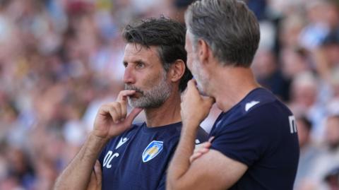 Danny and Nicky Cowley on the touchline