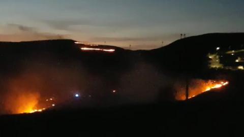 Fire on Penrhys mountain