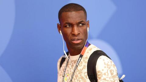 Nicolas Jackson with his headphones in while with Senegal's squad