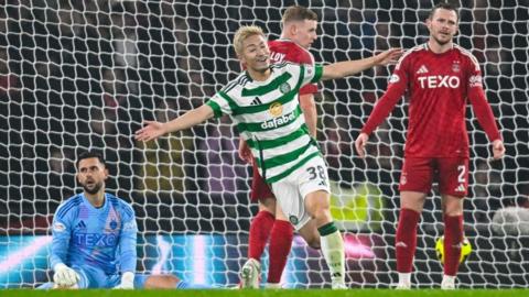 Celtic's Daizen Maeda celebrates