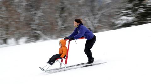 Standing sled in Central Park