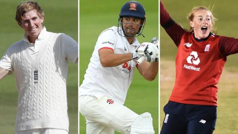 Zak Crawley, Alastair Cook and Sophie Ecclestone