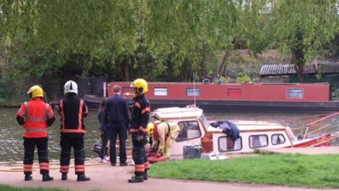 Boat in Ely after explosion