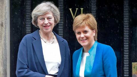 Prime Minister Theresa May (L) and Scotland's First Minister Nicola Sturgeon (R)