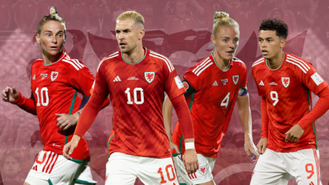 Jess Fishlock, Aaron Ramsey, Sophie Ingle a Brennan Johnson