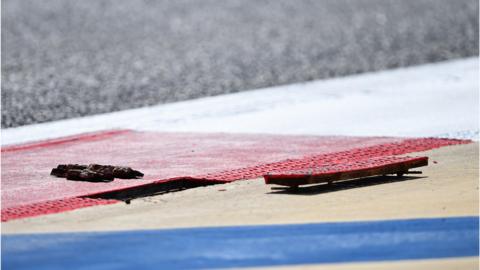 Loose drain cover shown during final day of 2024 Formula 1 pre-season testing at Bahrain International circuit