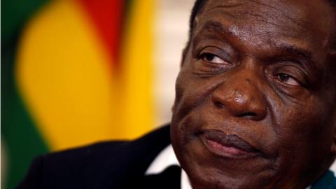 Close-in shot of Zimbabwe's president